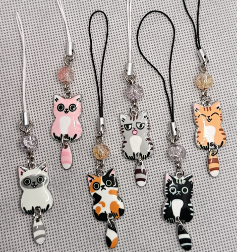 آویز موبایل و فلش- مدل گربه با دم متحرک (۶ رنگ)